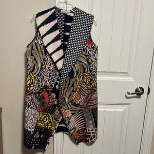 Long vest, multicolored, washable polyester fabric